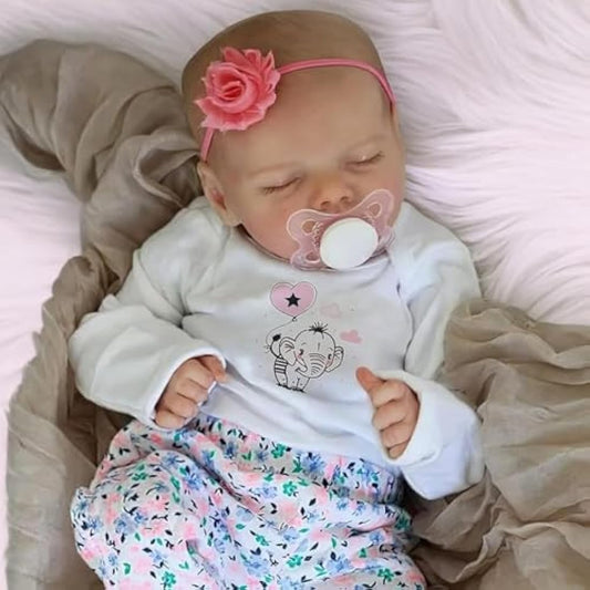 JIZHI Reborn-Baby Dolls 17 Inch Reborn Dolls Realistic Newborn Baby Dolls Soft Body Poseable Full Vinyl Body Girl Like a Lifelike Baby with Feeding Kit Gift Box for Kids