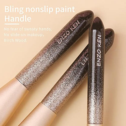 ENZO KEN Natural Hair Makeup Brush Set Professional, Sable Makeup Brushes Set with Case, Natural Hair Brushes Makeup Set, Glitter Make up Brushes Set Professional - ORRA, Black