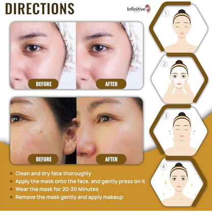 50 x Infinitive Beauty 24K Gold Collagen Crystal Face Mask – Anti-Aging Gel Sheet Mask for Wrinkles, Hydration, and Skin Firming, 10-Pack, Professional Facial Skincare Treatment