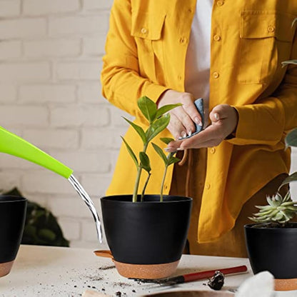CSYY Plant Pots Indoor, 7Pack Plastic Plant Pots 20.3/19/17.7/16.5/15.2/14/12.7cm, Flower Pots Outdoor Self Watering Plant Pot with Drainage Holes Tray, Plastic Planter for Garden House Plants(Black)