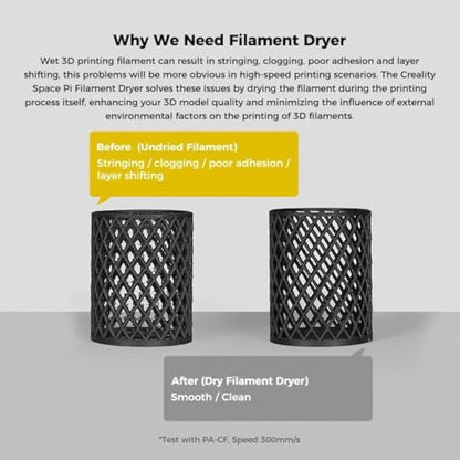 Creality Official Space PI Filament Dryer Box, 3D Printer Filament Dryer Box with 360° Heating, Upgraded Filament Dehydrator Storage Box with Fan for PLA ABS PETG TPU Nylon PA Filament 1.75MM 2.85mm