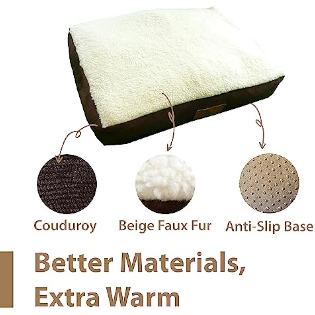 Ellie-Bo XL Dog Bed for 42-inch Dog Cage/Crate - Brown Faux Suede/Sheepskin