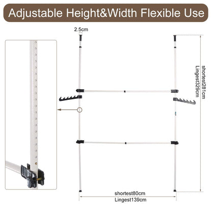 Telescopic Clothes Hanging Rail Heavy Duty, Telescopic Wardrobe Organiser Hanging Rail Clothes, Clothes Pole for Wardrobe