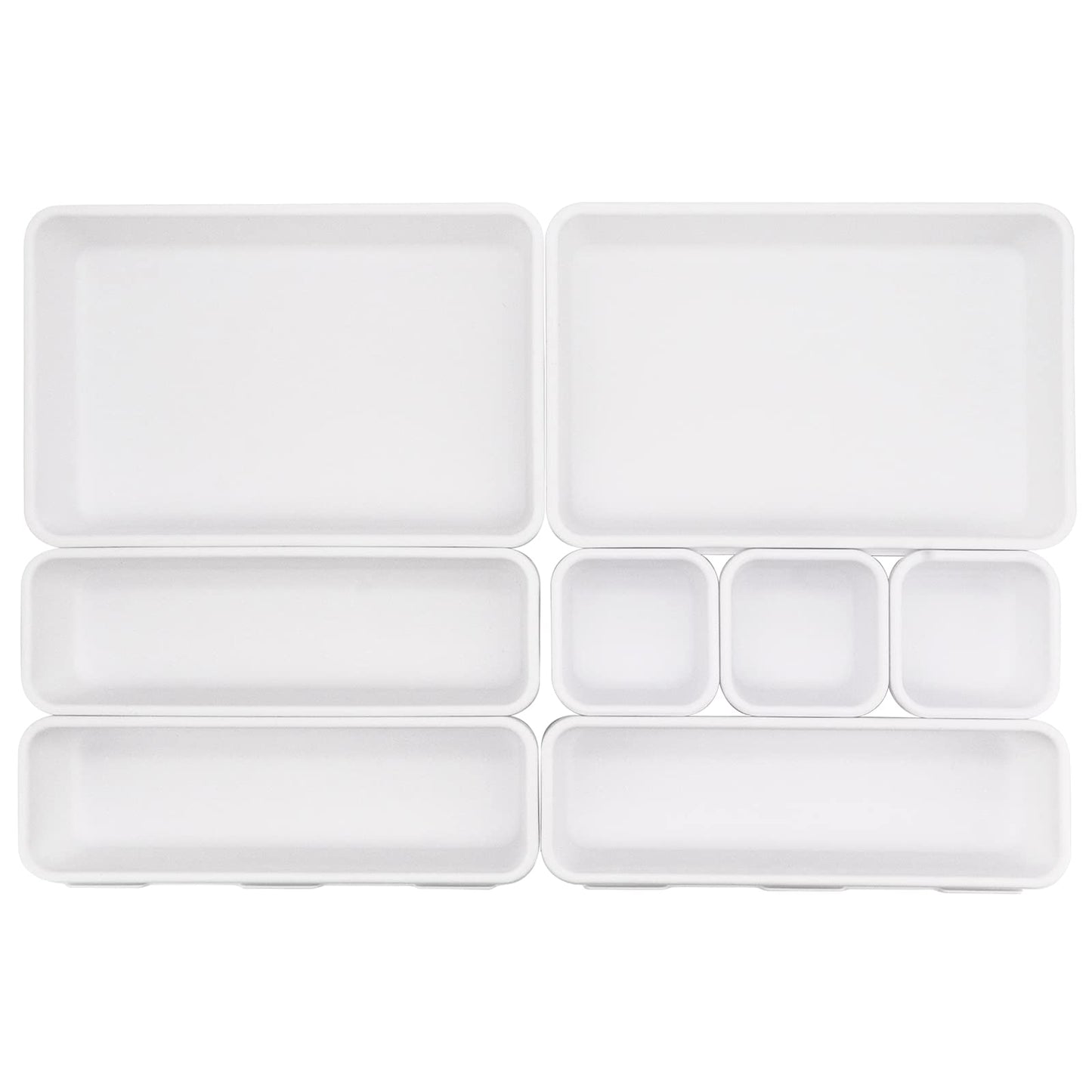 JJoexyfit 8 Pack Desk Drawer Organisers, Interlocking Drawer Dividers with 3 Sizes, Versatile Storage Boxes Drawers Organizer for Kitchen, Office
