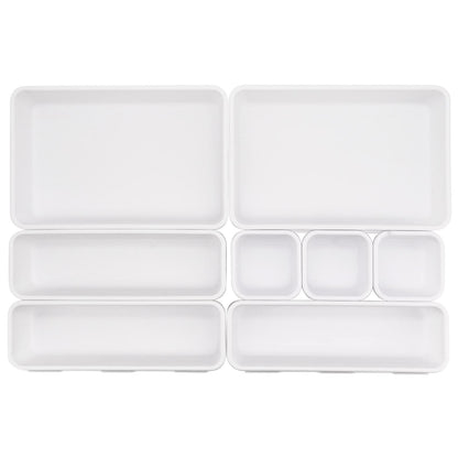 JJoexyfit 8 Pack Desk Drawer Organisers, Interlocking Drawer Dividers with 3 Sizes, Versatile Storage Boxes Drawers Organizer for Kitchen, Office