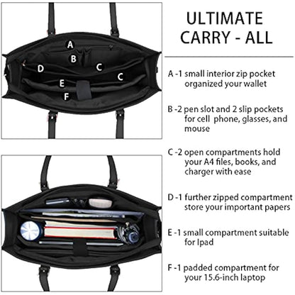 NUBILY Laptop Bags for Women 15.6 inch Large Tote Bag Ladies Handbag Business Work Bag