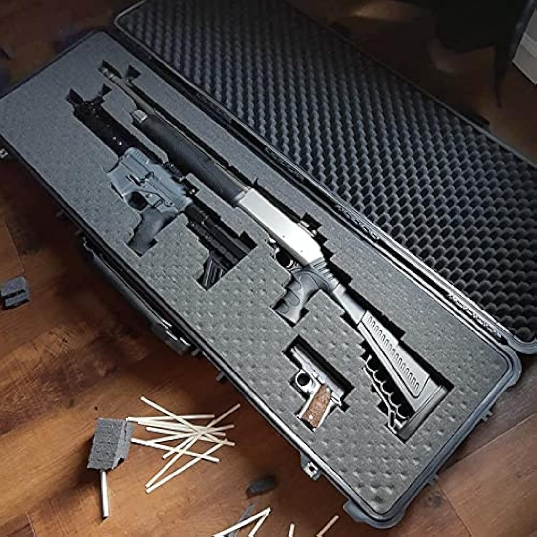 MEIJIA Portable Rolling Waterproof All Weather Hard Rifle Case with Wheels,Customizable Fit Foam Included
