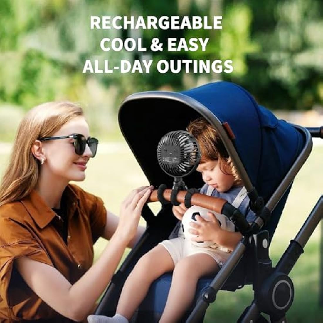 Amacool Battery Operated Stroller Fan Flexible Tripod Clip On Fan with 3 Speeds and Rotatable Handheld Personal Fan for Car Seat Crib Bike Treadmill(Black)