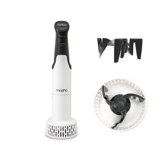 Masha Official Electric Potato Masher Hand Blender 3-in-1 Multi Tool Blends Purees Whisks - Immersion Mixer - Vegetables & Potatoes - Soup Maker