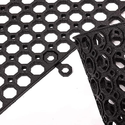 Honeycomb Outdoor Rubber Doormat Boot Scraper Front Door Mat, Heavy Duty Recycled Rubber with Drainage Holes, Anti Fatigue Dirt Scraper Playground Garden Matting (120x80cm, 1.3cm Thick, Extra Large)
