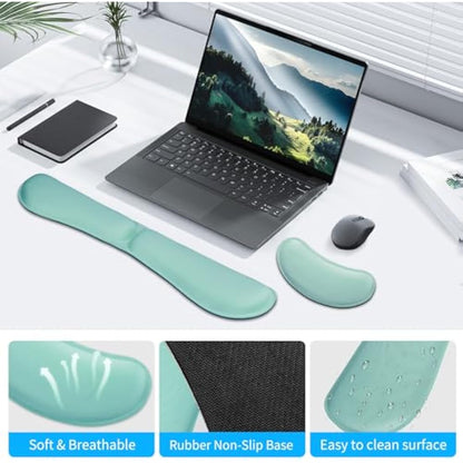 ZIBLY Wrist Rest Keyboard and Mouse Set - Non-Slip Ergonomic Wrist Cushion Support Pad - Easy Typing, Pain Relief – Premium Silky Gel Memory Foam for Work from Home Gaming Computer Laptop