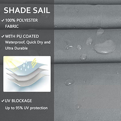 Mokani Sun Shade Sail, 3x4m Rectangle Sunscreen Awning Canopy, Waterproof Shade Sail, 95% UV Block with Free Rope, for Outdoors, Garden, Patio, Yard, Party(Grey)