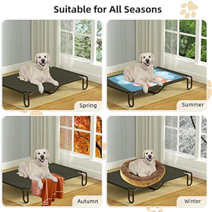 FAYDUDU Elevated Dog Bed Portable Raised Dog Beds with Washable Mesh Cooling Breathable Elevated Pet Bed Large for Indoor and Outdoor Use (XL, Black)