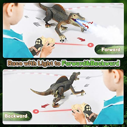 FRUSE Remote Control Dinosaur Toys,Electric RC Spinosaurus w/Light Tracing & Spray Mist,Dinosaur Robot Toys Powered by Rechargeable Battery,Jurassic Dinosaur Toys for Boys Girls Kids Age 3 4 5 6 7 8