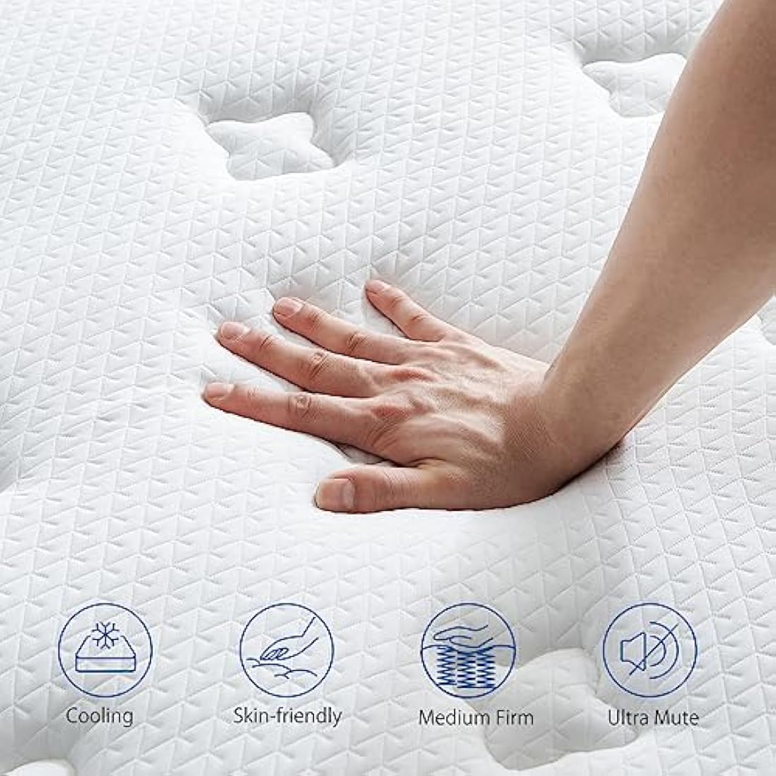 Inofia Single Mattresses Memory Foam Sprung 3FT, 10.3 Inch Hybrid Mattress with Zone Support Memory Foam & Cooler Knitted Fabric, Medium Firm Original Collection, 100 Night Home Trial