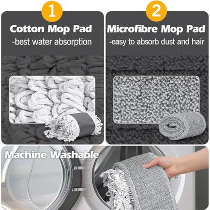 MASTERTOP Heavy Duty Industrial Mop, 90cm Wide Large Commercial Flat Mop with 155cm Telescopic Handle, Dust Sweeper Mops with 3 Reusable Pads, Professional Floor Mops for Warehouse, Office, Hotel