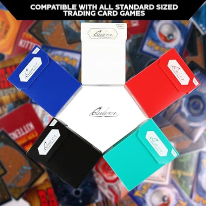 Quiver Time 80+ Standard Trading Card Deck Blocks Fits MTG Deck & Other TCG Cards - Set of 5 Commander Deck Box with 2 Dividers/Card Deck Box (White, Black, Blue, Red & Green)