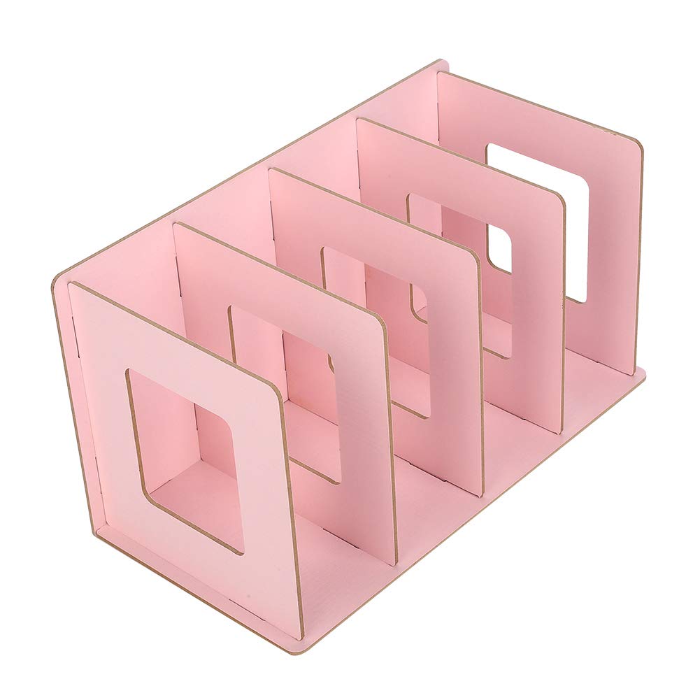 BOROCO File Organiser Desktop Organizer 4 Compartments Magazine Holders for Office School Organization and Storage (Pink)