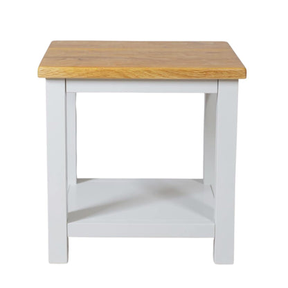 GROFurniture 100% Oak Top Side Table Set of 2, Painted End Table Nightstand for Bedroom or Livingroom, Oak Bedside Table Cashmere Grey