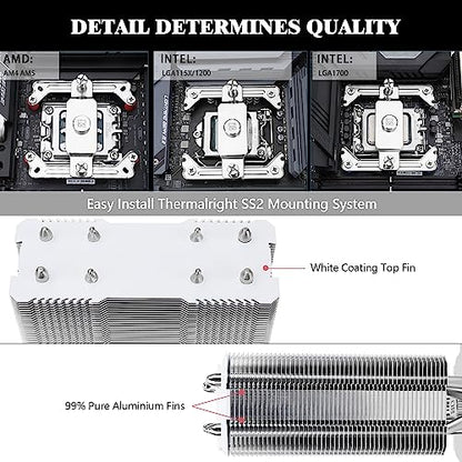Thermalright Assassin X 120 SE White CPU Cooler, 4×6mm Heat Pipes, 120mm PWM Quiet Fan CPU Air Cooler With S-FDB Bearing, AGHP Technology, For AMD AM4 AM5/Intel 1700/1150/1151/1200(AX120SE WHITE)