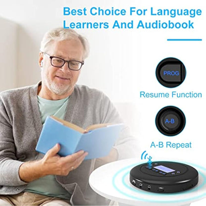 MONODEAL Bluetooth CD Player Portable, Rechargeable Compact Small CD Player with Headphones for Car and Personal Use