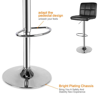 bigzzia Barstool, Bar Stools Set of 2 PU Leather Swivel Height Adjustable Bar Chairs With Backrest For Breakfast Bar, Counter, Kitchen and Home