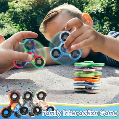 12PCS Fidget Spinner Toy Bulk Age 3+ for Kids Adults, Metal Tri-Spinner Fidget Toy Set, Sturdy Hand Spinner for Stress Relief, Christmas Party Favors Supplies Goodie Bag Stuffers Classroom Prize