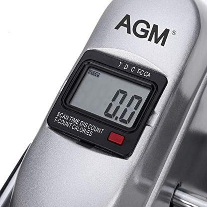 AGM Mini Exercise Bike Pedal Sit Down, Under Desk Bike with LCD Display for Legs and Arms, Non-Slip Mat Included