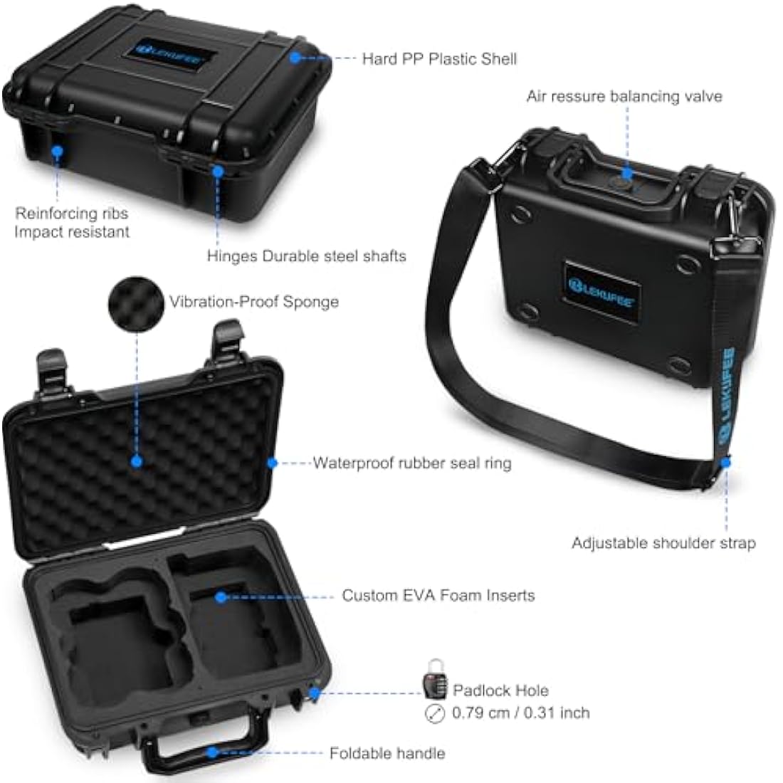 LEKUFEE Portable Waterproof Hard Case for DJI Neo Drone,DJI Neo Fly More Combo,DJI RC-N3,RC-N2 Remote Controllers and Accessories(Case Only)