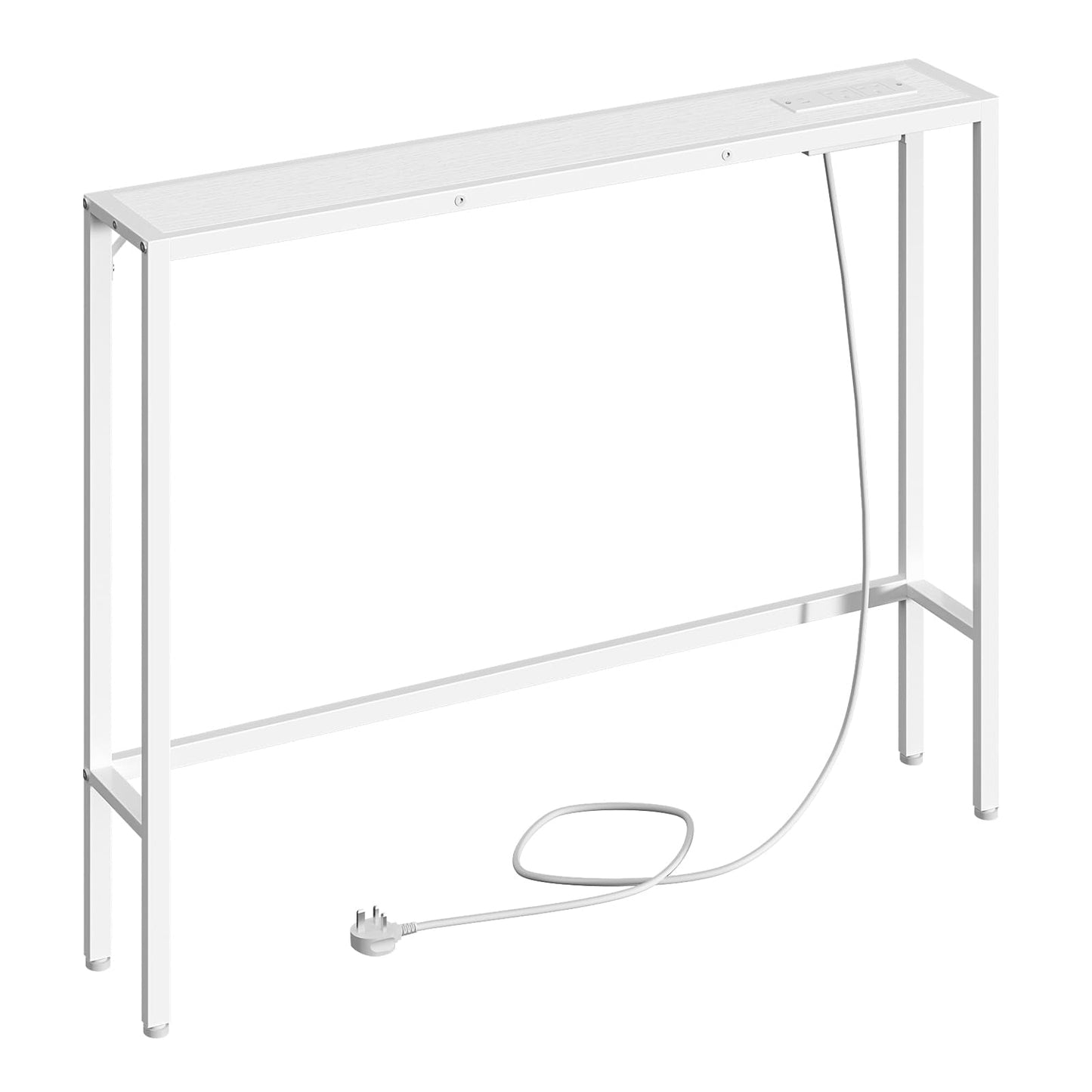 MAHANCRIS 100 cm Console Table, Hallway Table with Power Outlets and USB Port, Narrow Sofa Table, Long Behind Couch, Metal Frame, for Foyer
