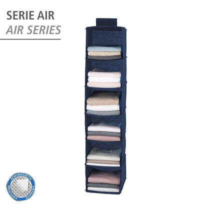 WENKO 4374120100 Laundry organiser Air - 6 compartments, air-permeable, Polypropylene, 30 x 120 x 30 cm, Blue