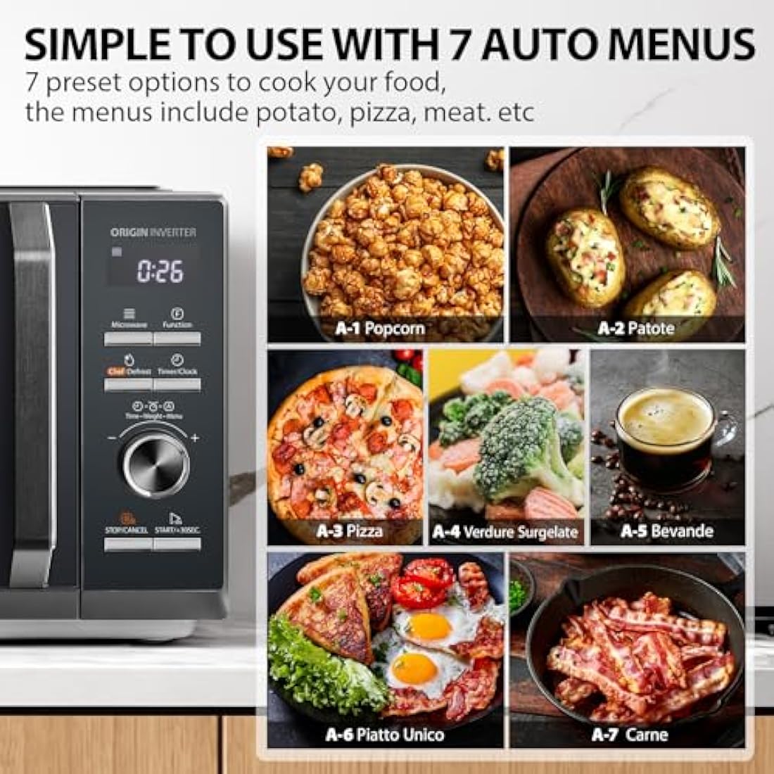 Toshiba 25L Solo 900W Microwave Oven in a Stunning Sleek Morandi Grey Colour. With Origin Inverter, Chef Defrost, 10 Power Levels, 7 Auto Menus, Easy Clean, MW3-AM25PFI(MG)