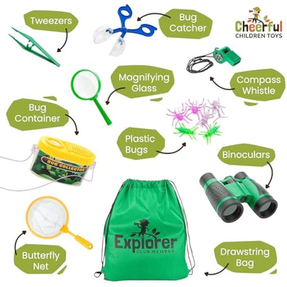 Cheerful Children Toys Kids Explorer Kit Bug Hunting Costume includes Hat Cargo Vest for 3-7 year old boys girls Outdoor Backyard Safari Nature Zoo Keeper STEM Educational