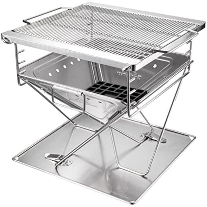 Campingmoon BBQ Grill Fire Pit Foldable Stainless Steel - Large MT-045