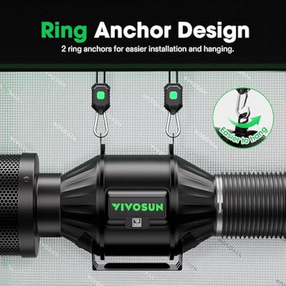 VIVOSUN Inline Duct Fan 100 mm Quiet Extractor Fan 357 m³/h with EC Motor and GrowHub E42A WLAN Controller AeroZesh T4 Fan for Grow Tents and Hydroponics