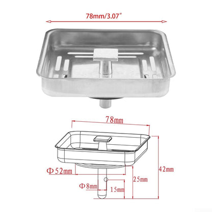 SPORTARC Square Kitchen Sink Strainer, Stainless Steel Kitchen Sink Strainer Drainer, Sink Anti-Blocking Mesh Stopper Basket Strainer Waste Plug