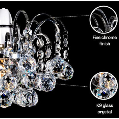 Klass Home K9 Crystal Faceted Oriel Light Shade | Crystal Chandelier | Ceiling Light Shade | Lamp Shade | Chandeliers Ceiling Light | Chrome Finish Pendant Light Shade for Living Room Bedroom Kitchen