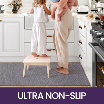 DEXI Kitchen Rug Mat Sets, Rubber Backed Long Floor Mats Non Slip Washable, 2 Pieces Carpet Runner Rugs for Hallway, Dining Room and Entrance,