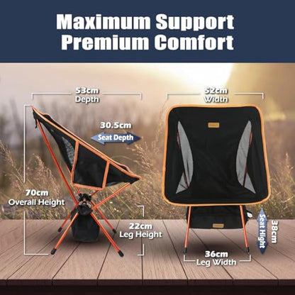 TREKOLOGY YIZI GO Camping Chair for Adult – Compact, Foldable, Lightweight 0.9 kg, 136 kg Capacity, Durable Aluminum, Quick Setup, Ideal for Backpacking, Beach, and Outdoor Adventures (Black)