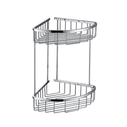BRAVECOW SUS304 Stainless Steel Shower Caddy, 2-Tier Corner Shelf Organizer Rustproof Bathroom Storage, No Drill Hanging, Holds 8+ Toiletries