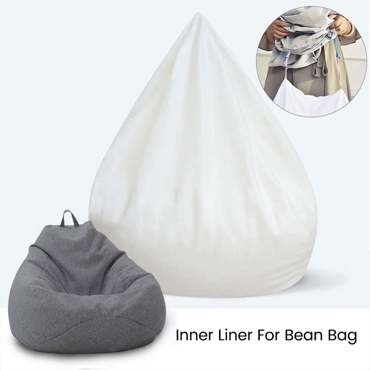 Bean Bag Chair Inner Liner Replacement, Removable and Washable Lazy Sofa Inner Liner with Zipper