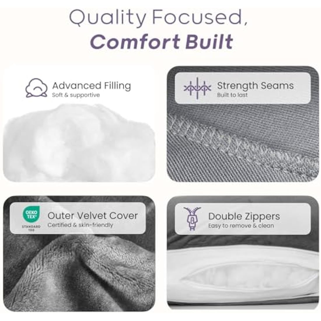 Nuliie Pregnancy Pillow for Sleeping, U Shaped Full Body Pillow Pregnancy Pillows, Maternity Pillow Support for Back, Hips, Legs for Pregnant Women, With Washable Velvet Cover (Grey)