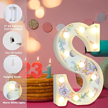 Vimlits Unicorn Light Up Letters, LED Letter Lights Warm White Alphabet Sign Unicorn Gifts for Girls Birthday Unicorn Party Decorations Bedroom Night Light Christmas Valentine Wall Table Decor - P