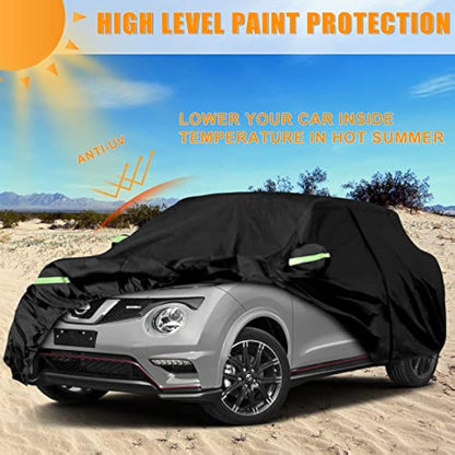 Opaltool Car Cover for Nissan Juke 2010-2022, 6 Layers Waterproof Sun Rain UV Dust All Weather Protection Short Wheel Outdoor Full Cover with Side Door Zipper