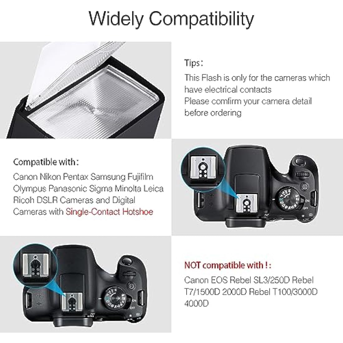 Powerextra DF-400 Flash Speedlite with M/S1/S2 Mode, Camera Flash for Canon Nikon Pentax Samsung Fujifilm Olympus Panasonic Sigma Minolta Leica Ricoh DSLR Digital Cameras with Single-Contact Hot Shoe