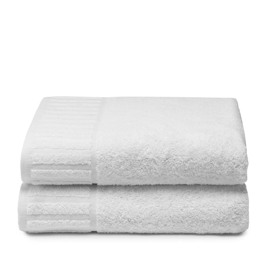 Top Towel - 2 Shower Towels - Hotel White Towels - Large Bath Towels - 100% Cotton - White - 70x 140 cm