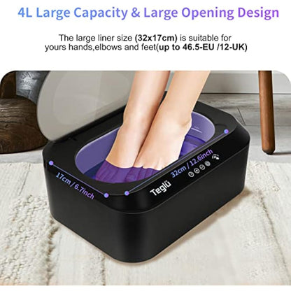 Teglu Updated Paraffin Wax Bath for Hands and Feet 4L with Automatic Lid, Paraffin Wax Machine with 3pcs Paraffin Wax/Glove/Brush for Hand Spa at Home/Salon, 200W, FHC-2222
