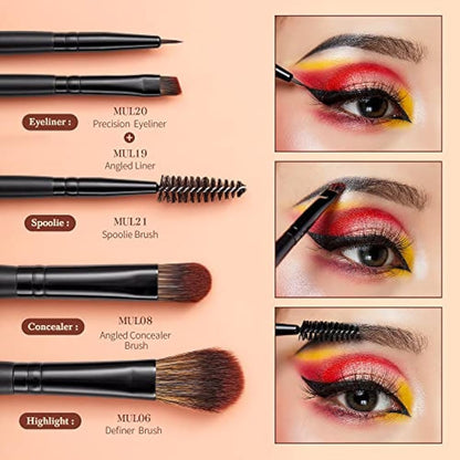 Jessup Make Up Brushes Set Professional 16Pcs Black Precision Collection,Synthetic Hair,Highlight Concealer Eyeshadow Eye liner Blending Spoolie T272