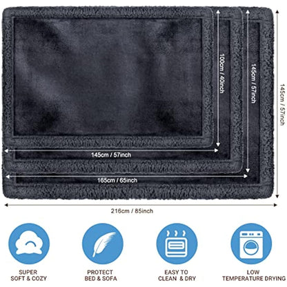 fireowl Waterproof Dog Blanket Washable Large - 145x165cm Soft Warm Fleece Pet Blankets for Cats Dogs - Pet Throw Blankets for Small Medium Large Dogs Grey