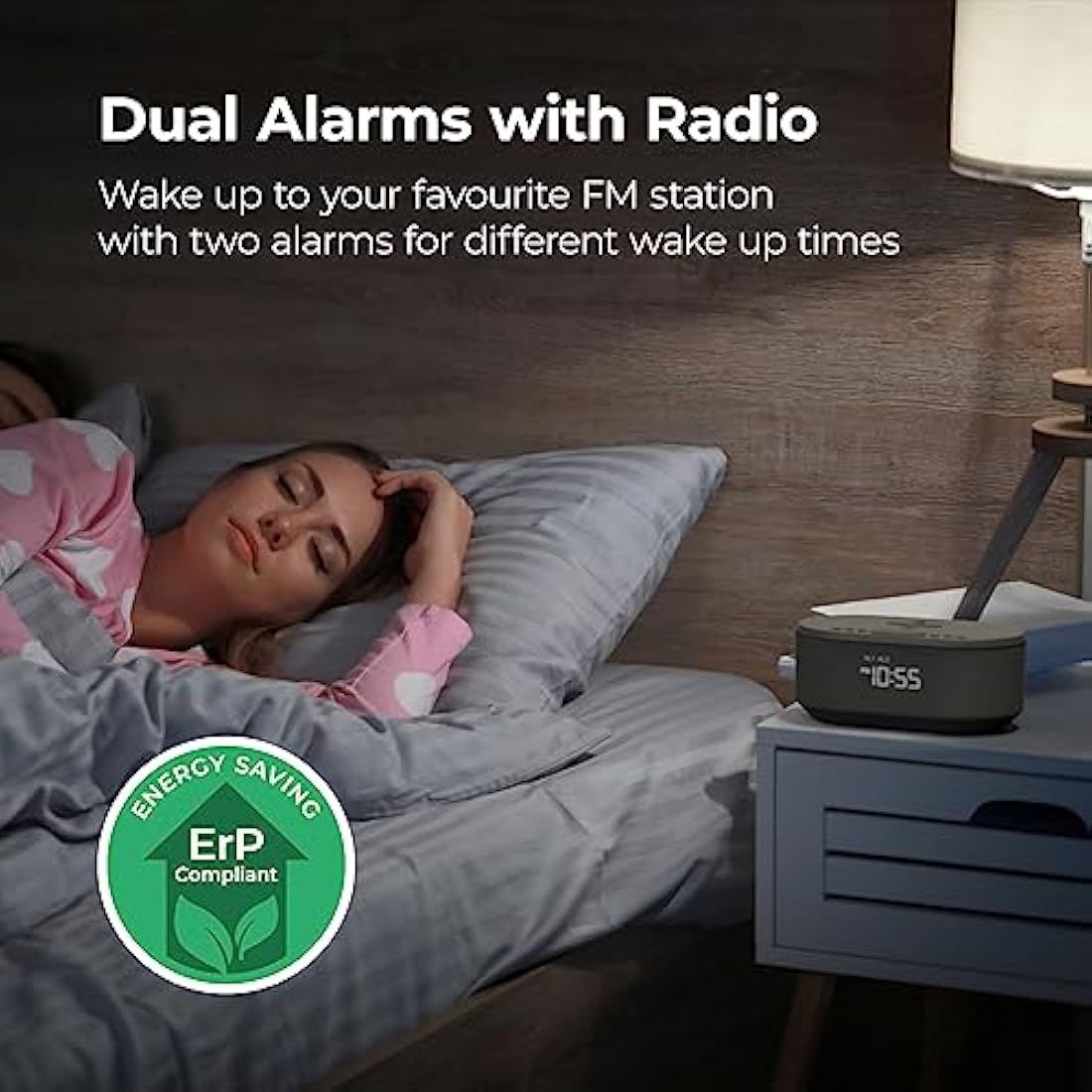 i-box Alarm Clocks Bedside, Alarm Clock with Wireless Charging, Bluetooth Speaker, Radio Alarm Clock, Fast Qi Wireless Charger, Mains Powered, FM Radio, USB Charging Port, Dimmable, Non Ticking